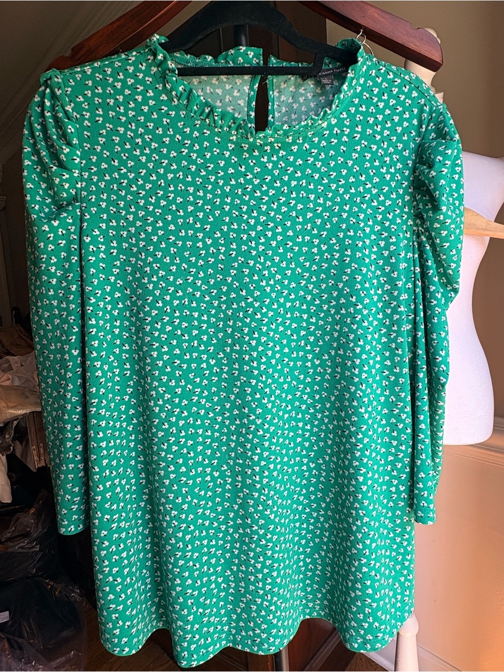Adriana Papell green floral blouse L
